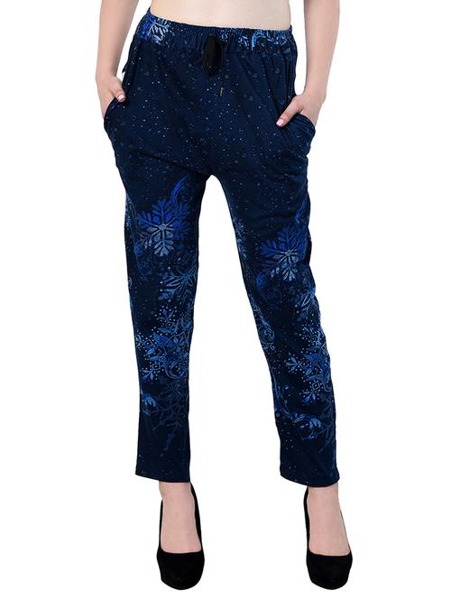 navy blue printed cotton trouser - 15007098 - Very Small Image - 1
