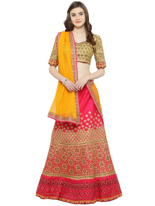 pink silk panelled lehenga - 15007210 - Very Small Image - 1
