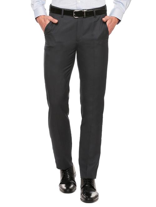 grey polyester blend flat front formal trouser - 15007273 - Very Small Image - 1