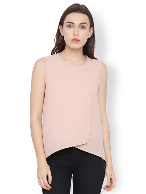 blush pink faux wrap top - 15007499 - Very Small Image - 1