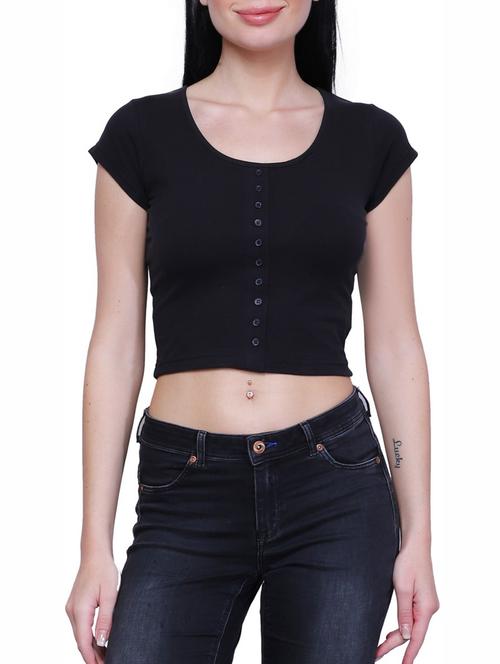 black solid crop top - 15007768 - Very Small Image - 1
