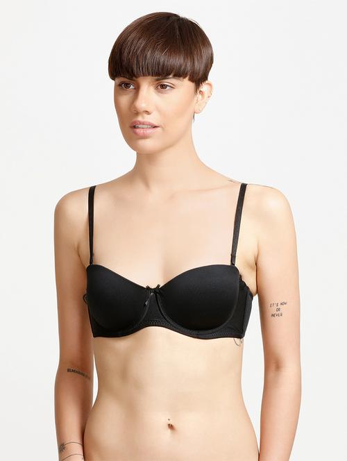 bow patch solid balconette bra - 15008047 - Very Small Image - 1