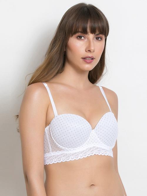 lace detail pin dots balconette bra - 15008102 - Very Small Image - 1