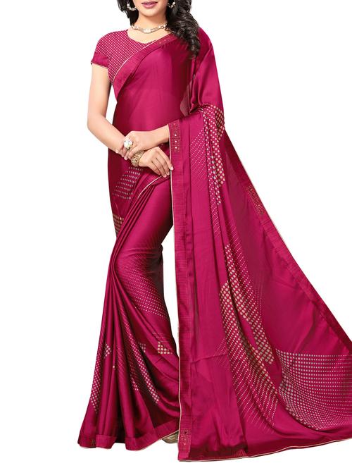 pink georgette printed saree with blouse - 15010616 - Very Small Image - 1