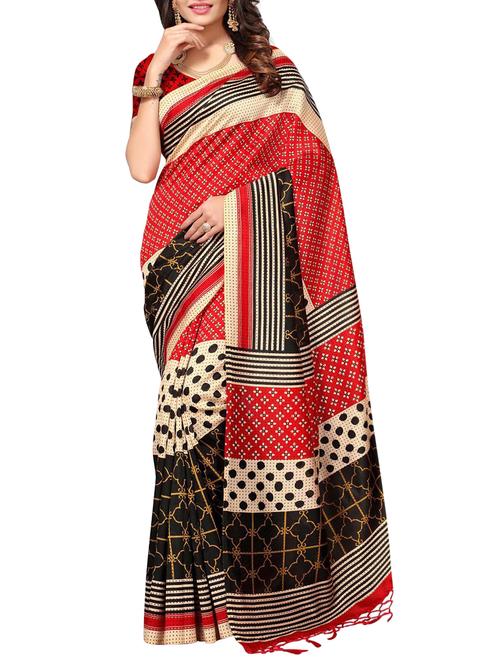 geometrical printed saree with blouse - 15010658 - Very Small Image - 1