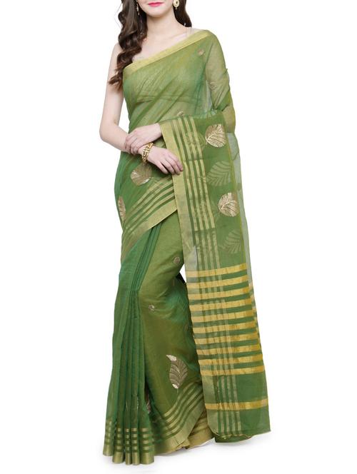 green art silk woven saree with blouse - 15012145 - Very Small Image - 1
