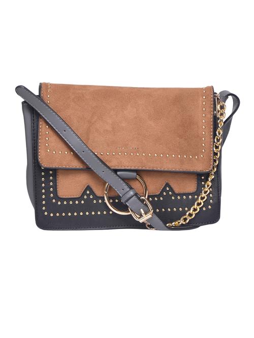 tan leatherette  regular sling bag - 15013329 - Very Small Image - 1