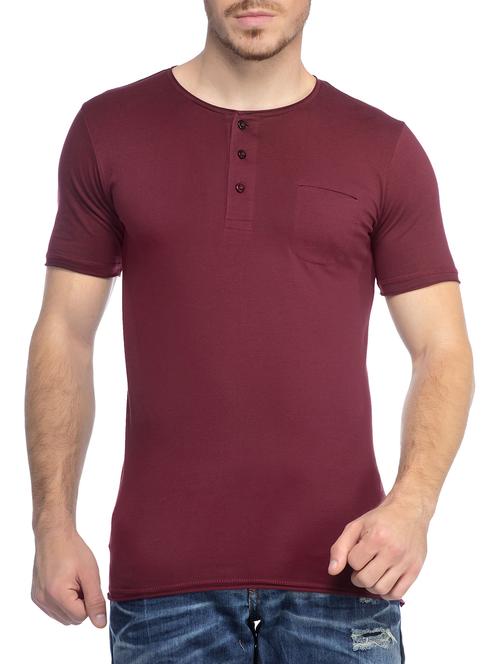 maroon cotton pocket t-shirt - 15013384 - Very Small Image - 1