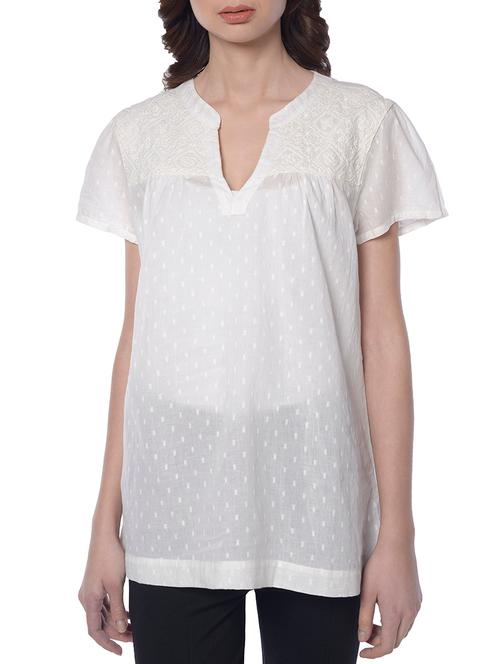 solid white cotton tunic - 15017159 - Very Small Image - 1