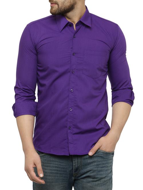 purple cotton casual shirt - 15017336 - Very Small Image - 1