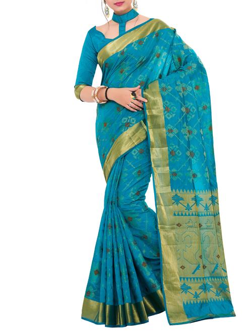 gold zari pallu patola saree with blouse - 15019344 - Very Small Image - 1