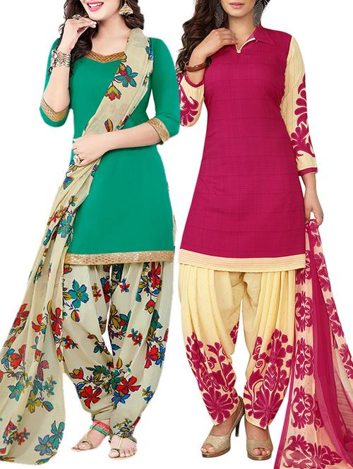 multi colored synthetic suit combos unstitched - 15019549 - Very Small Image - 1