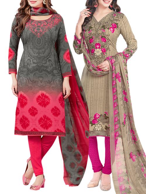 grey synthetic unstitched suit - 15019584 - Very Small Image - 1