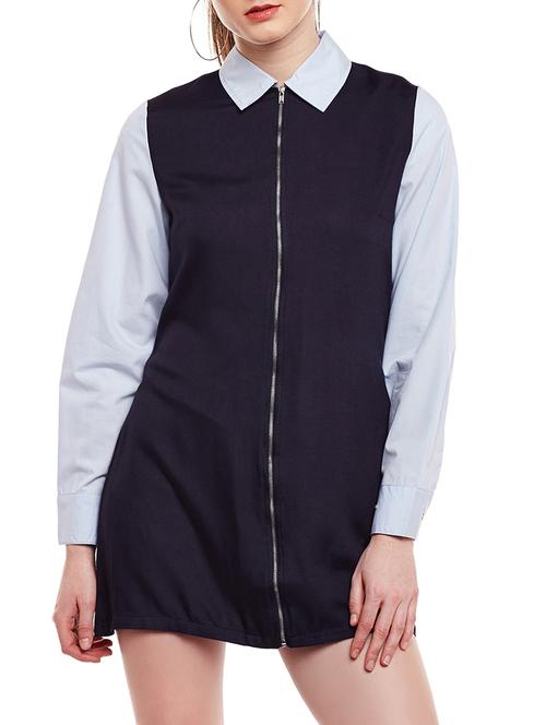 navy blue cotton shirt dress - 15020103 - Very Small Image - 1