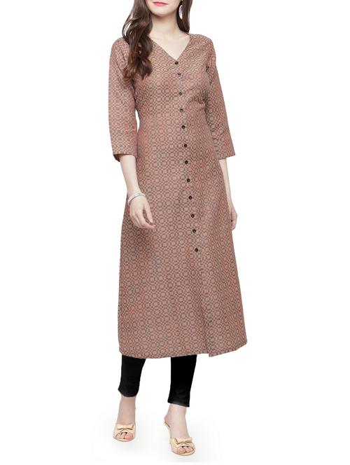 printed a-line checkered kurta - 15021583 - Very Small Image - 1