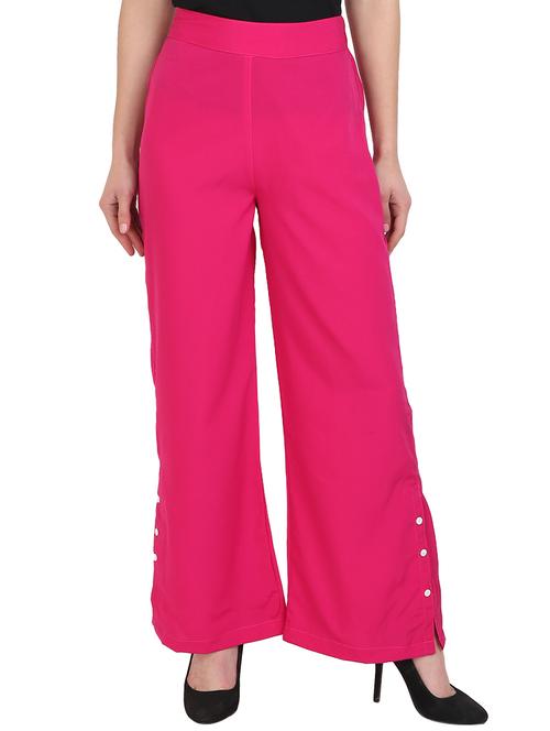 pink crepe palazzos - 15023451 - Very Small Image - 1