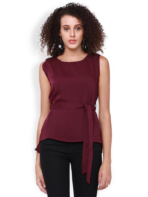 solid maroon top - 15023978 - Very Small Image - 1