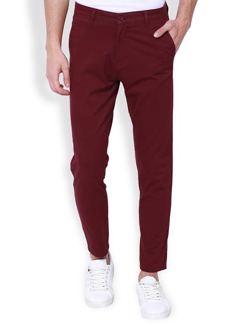 maroon cotton blend chinos - 15024660 - Very Small Image - 1