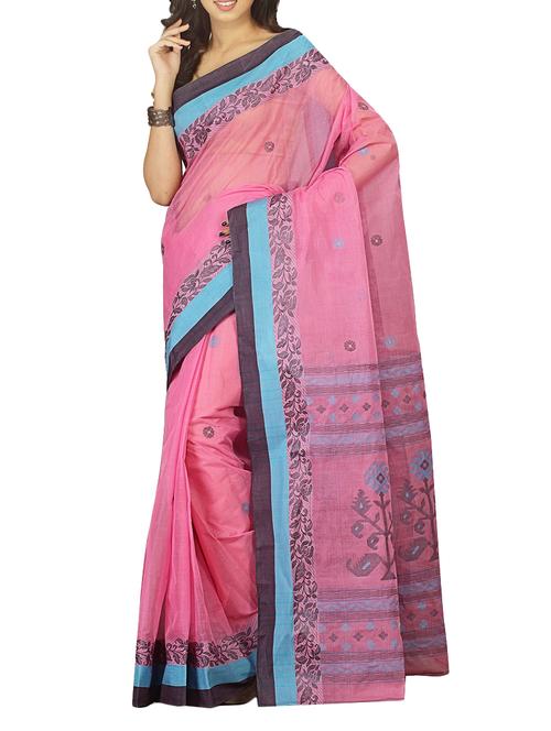 pink cotton saree - 15025050 - Very Small Image - 1