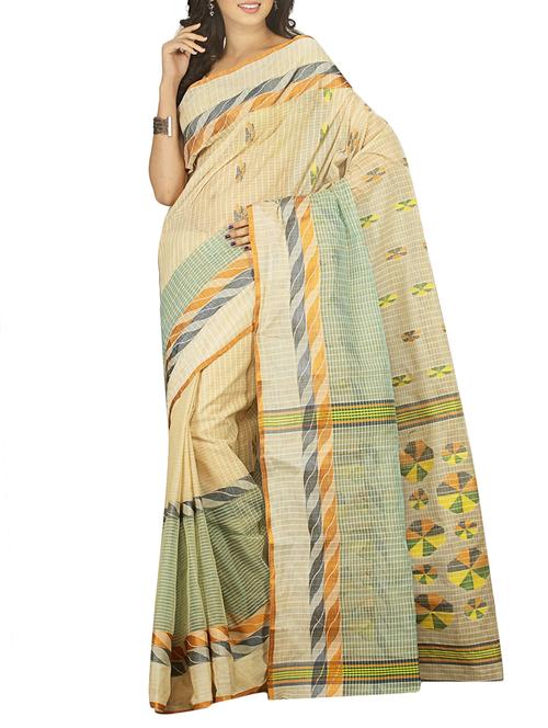 cream cotton saree - 15025053 - Very Small Image - 1