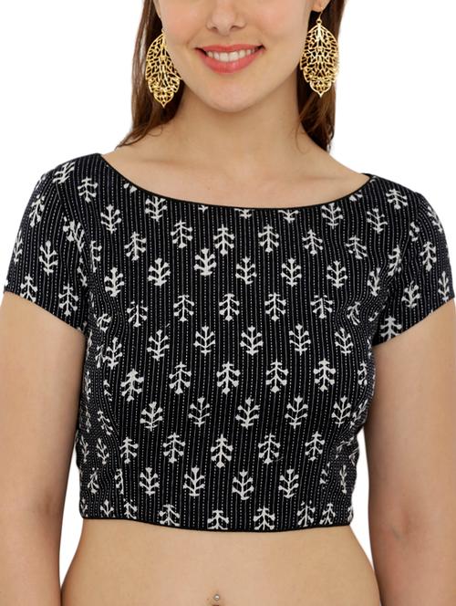 black cotton printed blouse - 15025173 - Very Small Image - 1