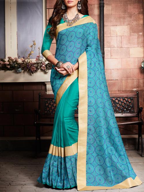 geometrical half and half saree with blouse - 15026158 - Very Small Image - 1