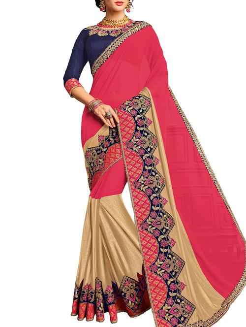 pink liva embroidered saree with blouse - 15027396 - Very Small Image - 1