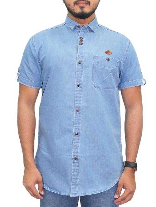 blue denim casual shirt - 15028608 - Very Small Image - 1