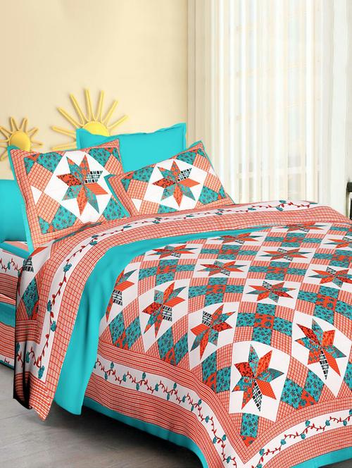 cotton double bedsheet with 2 pillow covers - 15029076 - Very Small Image - 1