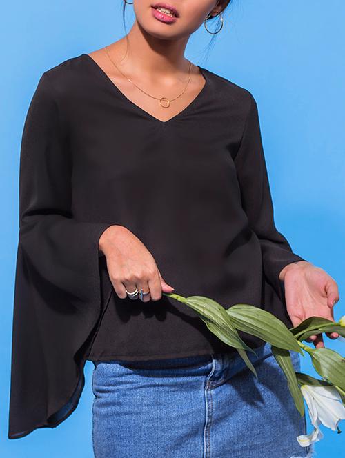 v-neck bell sleeved top - 15029762 - Very Small Image - 1