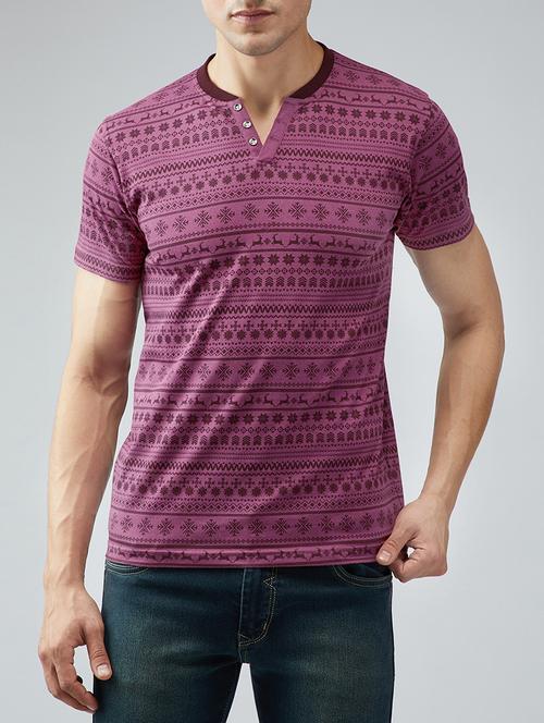 purple cotton all over print t-shirt - 15030923 - Very Small Image - 1