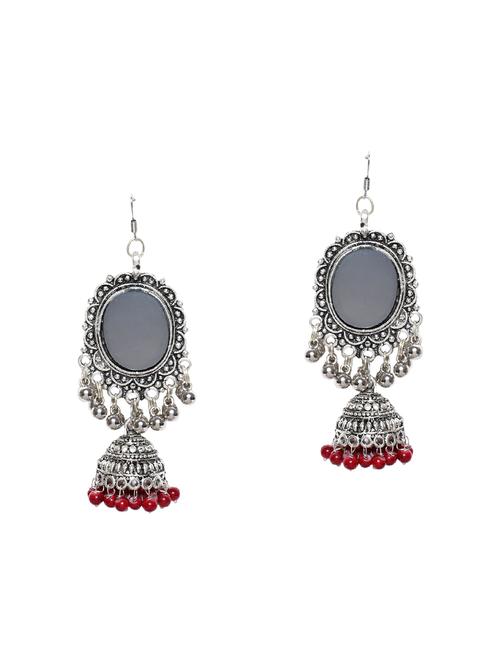 silver metal jhumka earring - 15031050 - Very Small Image - 1