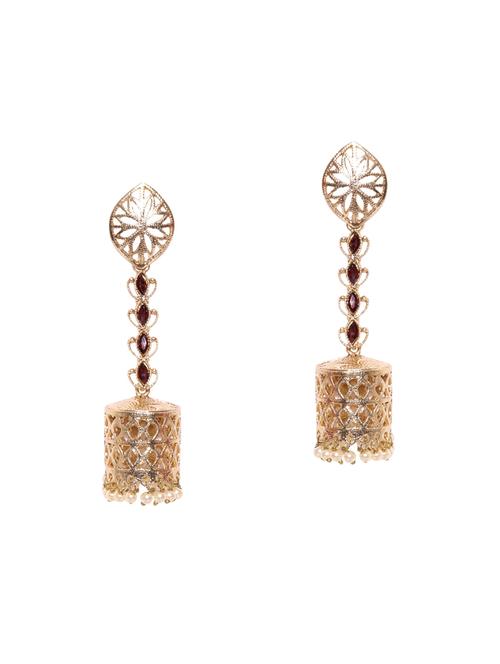 gold metal drop earrings - 15031061 - Very Small Image - 1