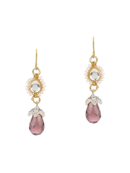gold metal drop earrings - 15031242 - Very Small Image - 1
