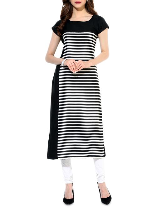 black crepe straight kurta - 15032344 - Very Small Image - 1