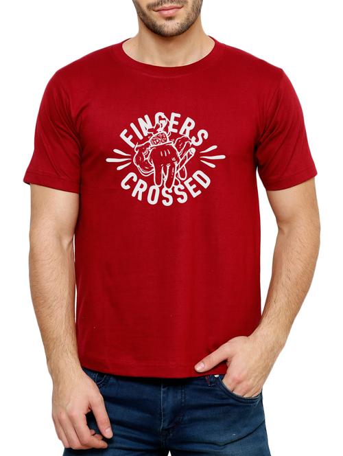 red cotton chest print tshirt - 15033036 - Very Small Image - 1