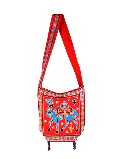 red cotton sling bag - 15036318 - Very Small Image - 1