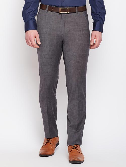 grey wool flat front formal trouser - 15036440 - Very Small Image - 1
