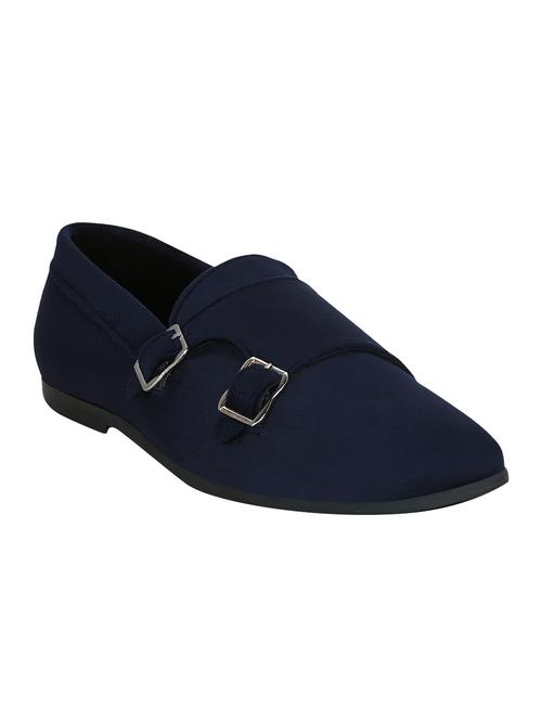 blue faux leather slip on monk straps - 15036861 - Very Small Image - 1