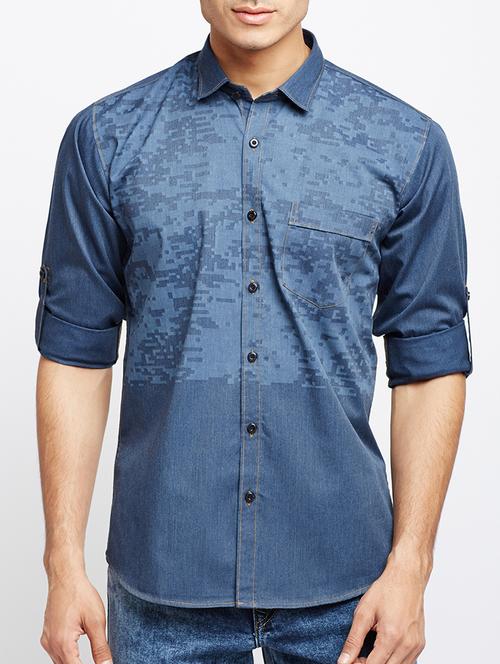 blue polyester blend casual shirt - 15036963 - Very Small Image - 1