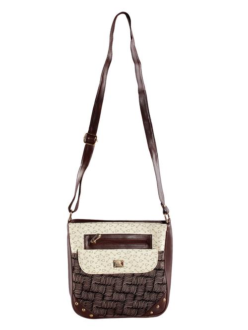 brown leatherette  printed sling bag - 15037223 - Very Small Image - 1