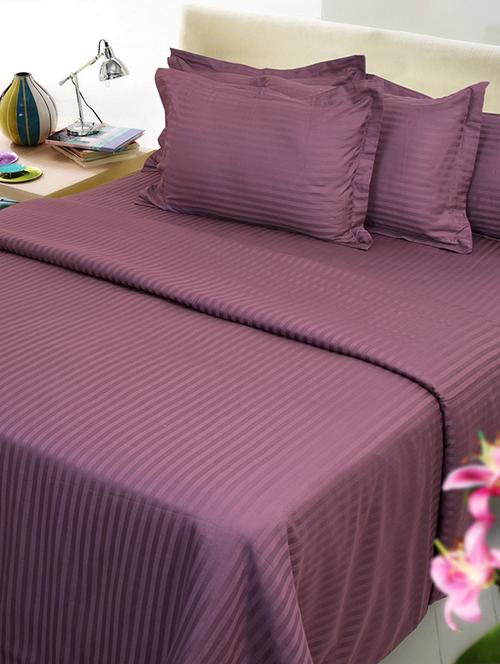 self striped king size bedsheet with 2 pillow covers - 15037685 - Very Small Image - 1