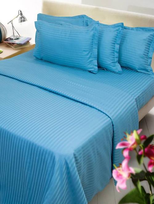 self striped king size bedsheet with 2 pillow covers - 15037726 - Very Small Image - 1