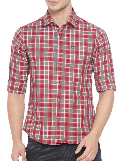 red cotton casual shirt - 15038481 - Very Small Image - 1