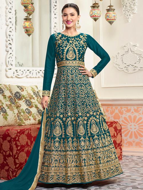 embroidered anarkali suits semi-stitched suit - 15038539 - Very Small Image - 1