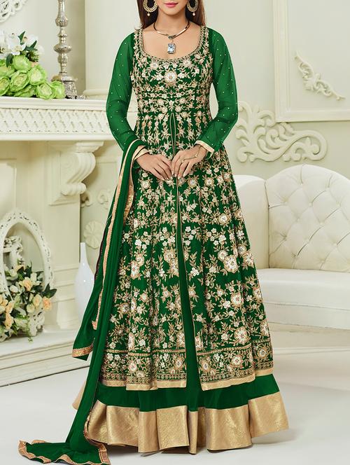 embroidered anarkali suits semi-stitched suit - 15038545 - Very Small Image - 1