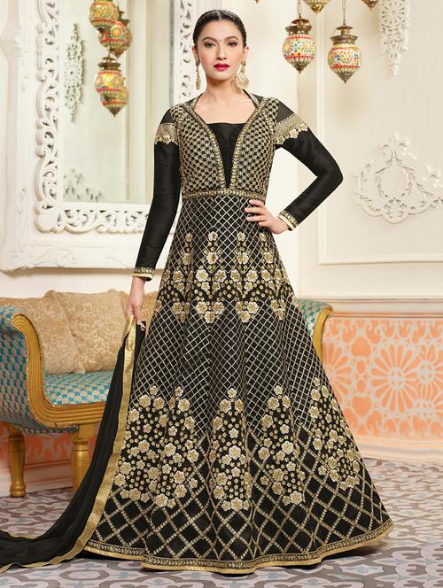 embroidered anarkali suits semi-stitched suit - 15038561 - Very Small Image - 1