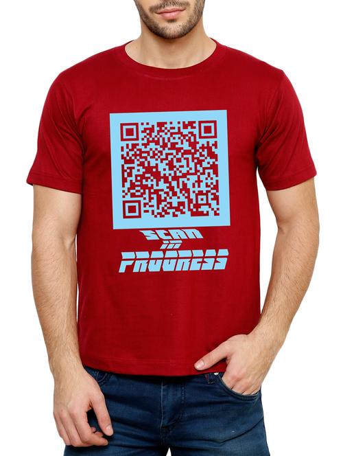 red cotton chest print t-shirt - 15040200 - Very Small Image - 1