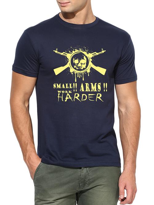 navy blue cotton chest print t-shirt - 15040209 - Very Small Image - 1
