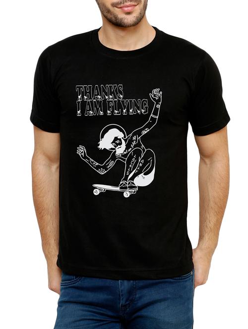 black cotton chest print t-shirt - 15040212 - Very Small Image - 1